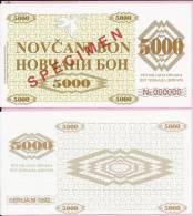 MONEY COUPON (NOVČANI BON) 5000 DINARA - SPECIMEN - UNC, Seria M 1992., Bosnia And Herzegovina - Bosnien-Herzegowina