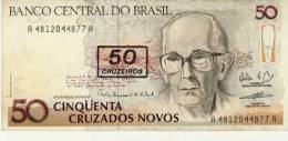 BILLET # BRESIL # 1989  # 50 CRUZADOS NOVOS  # CINQUENTA CRUZADOS  NOVOS  # NEUF # SURCHARGE 50 CRUZEIROS #   DRUMMOND - Brasilien