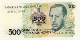 BILLET # BRESIL # 1990  # 500 CRUZADOS NOVOS  # QUINHENTOS CRUZADOS NOVOS  # NEUF # SURCHARGE 500 CRUZEIROS  # RUSCHI - Brasile