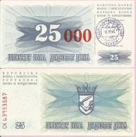 PAPER MONEY - UNC - OVERPRINT (red Zeroes) - 25 / 25 000 DIN, Travnik 15.10.1993, Bosnia And Herzegovina - Bosnia Erzegovina