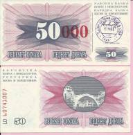 PAPER MONEY - UNC - OVERPRINT (red Zeroes) - 50 / 50 000 DIN, Travnik 15.10.1993, Bosnia And Herzegovina - Bosnie-Herzegovine