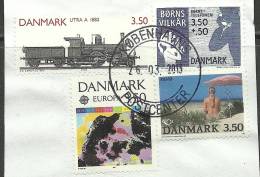 DENMARK Dänemark Cut Out Europa CEPT Train Strand Etc O - Oblitérés