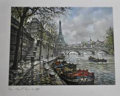 Paris - Reproduction - Impression Offset - 30x40 - Quai Anatole France Tour Eiffel - Other & Unclassified