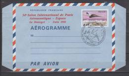 Aérogrammes N° 1007  - AER Oblitéré Avec Le Cachet " 34e Salon Du Bourget " - Aerogramas