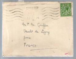 Grande Bretagne Angleterre Lettre Cover Tp 139 Roi Georges V Pour Mlle Griffon Vault De Ligny CAD Enfield MDX 22-12-1926 - Lettres & Documents