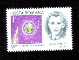 Gagarin Spaceman First Man In Space 1971 1X Stamps  MNH Romania. - Europe
