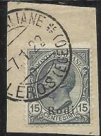 ITALY ITALIA COLONIE ITALIANE EGEO 1921-2 RODI CENT. 15 USED  TIMBRATO SU FRAMMENTO - Ägäis (Rodi)