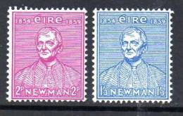 Ireland 1954 Cardinal Newman Set Of 2, Very Lightly Hinged Mint - Unused Stamps