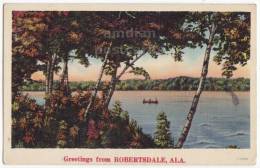 LAKE BOATING~GREETINGS~ROBERTSDALE AL~ C1930-40s ALABAMA Scenic Linen Postcard  [c3733] - Sonstige & Ohne Zuordnung