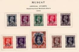 Muscat, 1944, Official, O 1-10, Complete Set, Mint Hinged - Oman