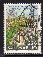 REPUBBLICA DI SAN MARINO 1980 CONFERENZA MONDIALE SUL TURISMO MANILA WORLD TOURISM CONFERENCE LIRE 220 USATO USED OBLIT - Gebruikt