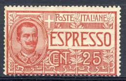 Regno 1903, Espresso N. 1 Effige Del Re, C. 25 Rosso, MNH Cat. € 175 - Poste Exprèsse