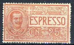 Regno 1903 Espresso N. 1 Effige Del Re, C. 25 Rosso, MNH , Firmato Biondi Cat. € 175 - Poste Exprèsse