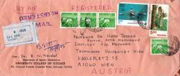Air Mail Registerd Letter India CALCUTTA To VIENNA 1985 (131) - Brieven En Documenten