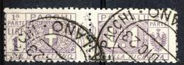 Regno VE3  Pacchi N. 12 Nodo Savoia Lire 1 Violetto Usato - Postal Parcels