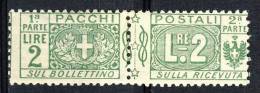 Regno VE3  Pacchi N. 13 Nodo Savoia Lire 2 Verde MNH Cat. € 125 - Paquetes Postales