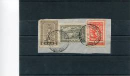 1947-Greece- "Dodecanese Union" 100dr.+500dr.+1000dr. On Fragment, W/ "PLATEIA SYNTAGMATOS -29.3.1950" XVII Postmarks - Marcophilie - EMA (Empreintes Machines)