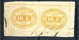 Regno VE2  Segnatasse N. 1A - C. 10 Ocra, Coppia Non Annullata Su Frammento Cat. € 275 - Postage Due