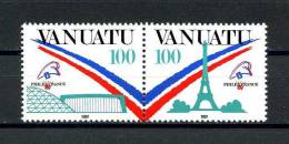 VANUATU 1989  N° 830/831 **  Neufs,  Ier Choix. Sup. Cote: 8.50 €  (Philexfrance 89. Tour Eiffel) - Vanuatu (1980-...)