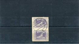 1926-Greece- "Messolonghi" 25l. Used In Pair W/ Perforation 10 1/2 &13 1/2 On Same Side +"LOUTRAKION -12.6.1926" XV Pmrk - Variétés Et Curiosités