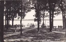 Wisconsin Delavan Lake Swimming Pier Lake Lawn 1945 Real Photo RPPC - Other & Unclassified