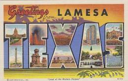 Texas Lamesa Greetings From Large Letter Linen Curteich - Other & Unclassified