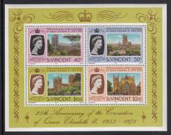 St. Vincent MNH Scott #531a Souvenir Sheet Of 4 25th Anniversary Of Coronation - Queen Elizabeth II - St.Vincent (...-1979)