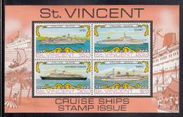 St. Vincent MH Scott #374a Souvenir Sheet Of 4 Cruise Ships Visiting St. Vincent - St.Vincent (...-1979)