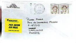 Etats Unis Lettre Cover Par Avion Via Air Mail Worldpost CAD San Bernardino 9-05-1994 / Tp Paire Chester Nimitz - Brieven En Documenten