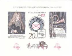 CECOSLOVACCHIA CESKOSLOVENSKO 1988 60° ANNIVERSARIO FEDERAZIONE INT. FILATELIA - ESPOSIZIONE PRAGA 88 - BF NON DENTELLAT - Blocks & Sheetlets