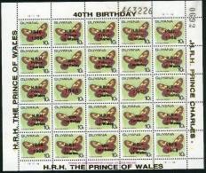 GUYANA Papillons, Butterflies(bloc 25 Valeurs Surchargées Or 40 TH BIRTHDAY )  Neuf Sans Charniere **. MNH - Papillons