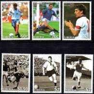 LIBERIA 1998 FOOTBALL SOCCER FUSSBALL WORLD CUP COUPE DU MONDE WM FRANCE ´98 SERIE 6 TIMBRES Mi. 1949-54 Yvert 1531-36 - Liberia