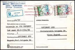 Yugoslavia 1986, Registred Cover W./ Red Cross Charity Stamps & Red Postmarks - Cartas & Documentos