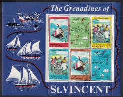 St. Vincent MNH Scott #329a Souvenir Sheet Of 6 Sailboat Careening, Seine Fishermen, Maps - Tourism - St.Vincent (...-1979)