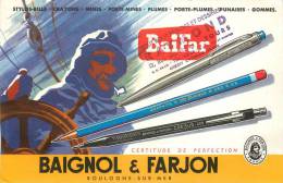 Buvard Réf.029. Baignol Et Farjon - Baifar - Stylos, Crayons - Loup De Mer - Papeterie