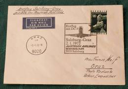 FIRST FLIGHT COVER Erstflug   AUA  Salzburg  Graz    #1961 - First Flight Covers