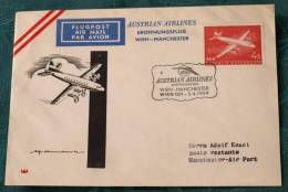 FIRST FLIGHT COVER Erstflug  AUA   Wien Manchester    #1966 - Erst- U. Sonderflugbriefe