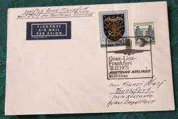 FIRST FLIGHT COVER Erstflug   AUA  Graz   Frankfurt    #1972 - First Flight Covers