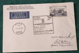 FIRST FLIGHT COVER Erstflug   AUA    Linz  Graz      #1984 - Erst- U. Sonderflugbriefe