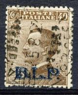 Regno VE3 BLP N. 9 Soprastampa Azzurra 2° Tipo Su C. 40 Bruno, Usato, Firmato BIONDI  Cat.€ 200 - Francobolli Per Buste Pubblicitarie (BLP)