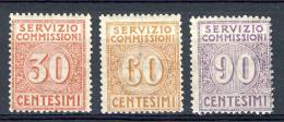 Regno VE3 Servizio Commissioni SS. 2500 N. 1-3 Freschissimi MNH, Firmati Biondi  Cat.€ 550 - Taxe