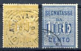 Regno VE3 Segnatasse SS 2305 N. 31 - 32, Lire 50 Giallo / Lire 100 Azzurro. Usati Cat. € 85 - Impuestos