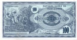 MACEDONIA, Tobacco Harvest,"Ilinden Monument, Krushevo"100 DENARI 1992,P#4a,UNC,ERROR BANKNOTE,SEE SCAN - Macédoine Du Nord