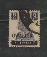 GWALIOR State India KG VI 8A SG 136 Used Catalouge Value 60.00 Pounds #  46254  Indien Inde - Gwalior