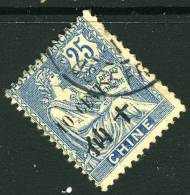 China France P.O. 1910S 10C ON 25C "CHINE" Overprint VFU - Other & Unclassified