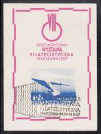 Poland Used Scott #CB1 Souvenir Sheet, Imperf 4z + 2z Wing Of Jet Plane, Letter - 7th Polish Nat'l Philatelix Exhibition - Oblitérés