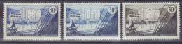 St PIERRE ET MIQUELON  1955 /56 - Lot 3 Timbres - 348 Bleu  - 348 Variété Bleu Clair  -  349 - Neufs