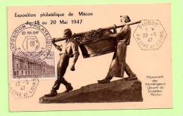 - EXPOSITION PHILATÉLIQUE DE MACON - 1947 -LAMARTINE, PORTEURS EN VENDANGE - - 1940-1949
