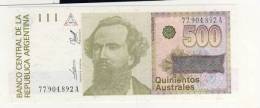 BILLET # ARGENTINE # 1988 # 500 AUSTRALES  # QUINIENTOS  AUSTRALES # NICOLAS AVELLANEDA - Argentina