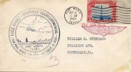 Forth Worth TX To Honesdale PA Southern Transcontinental 1930 First Flight Air Mail Cover - 1c. 1918-1940 Lettres